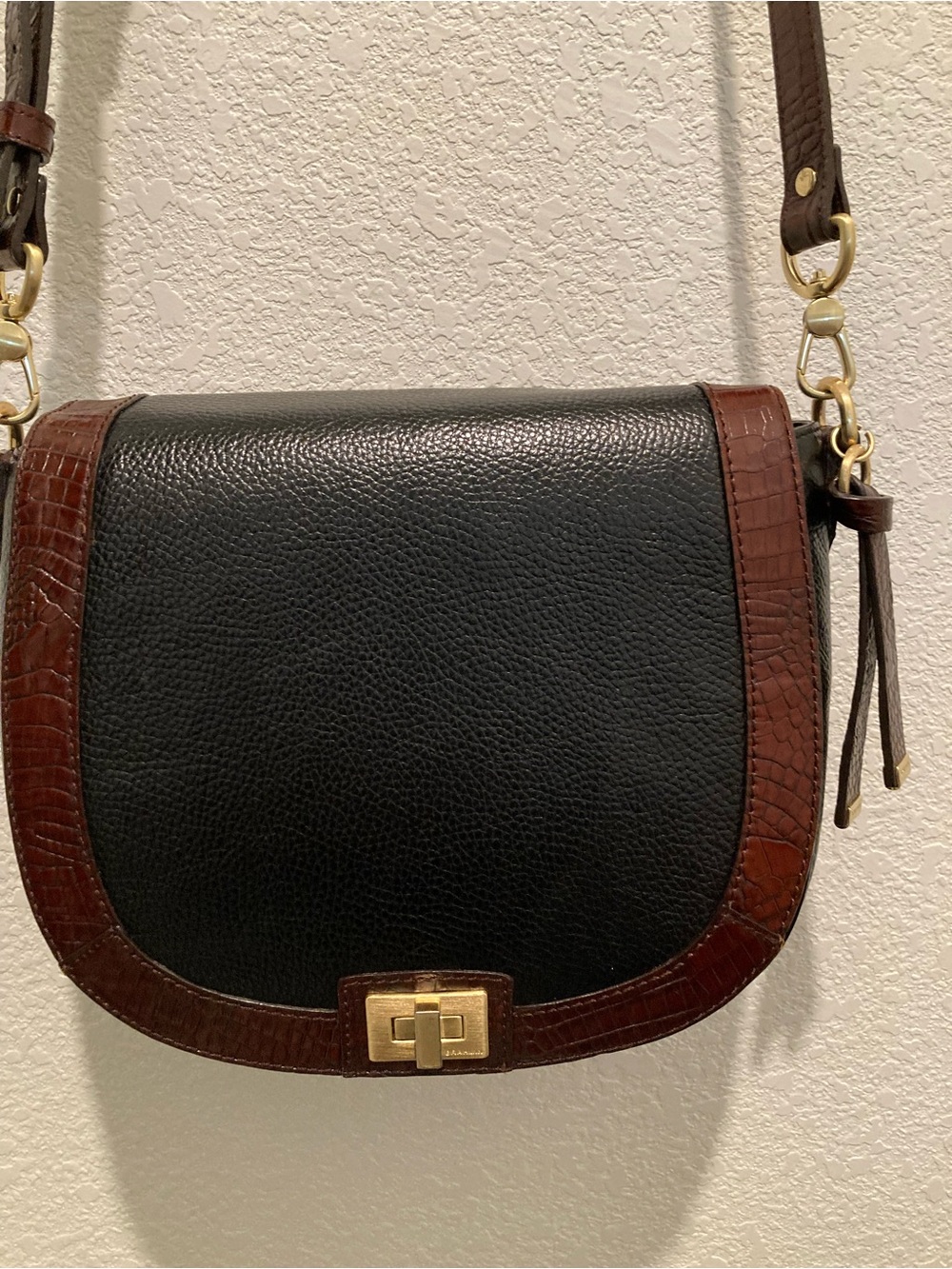 Brahmin Black and Brown “Sonny” Crossbody Saddle Bag - Picture 9 of 11